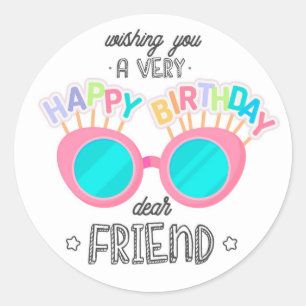 Pegatina Redonda Feliz Cumpleaños