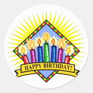 Pegatina Redonda Feliz cumpleaños