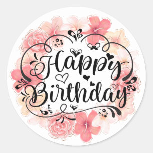 Pegatina Redonda Feliz cumpleaños