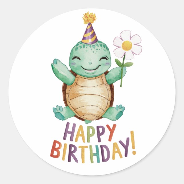Pegatina Redonda Feliz cumpleaños (Anverso)