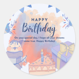 Pegatina Redonda Feliz cumpleaños