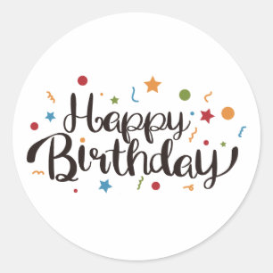 Pegatina Redonda Feliz cumpleaños