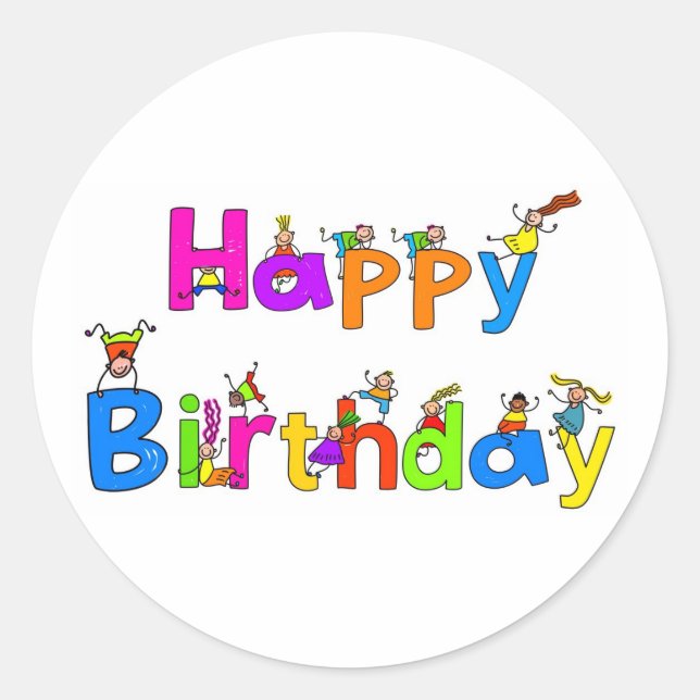 Pegatina Redonda Feliz cumpleaños (Anverso)