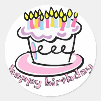 Pegatina Redonda Feliz cumpleaños