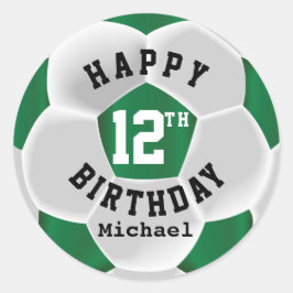 Pegatina Redonda Feliz cumpleaños 00 - Dark Green Soccer Ball