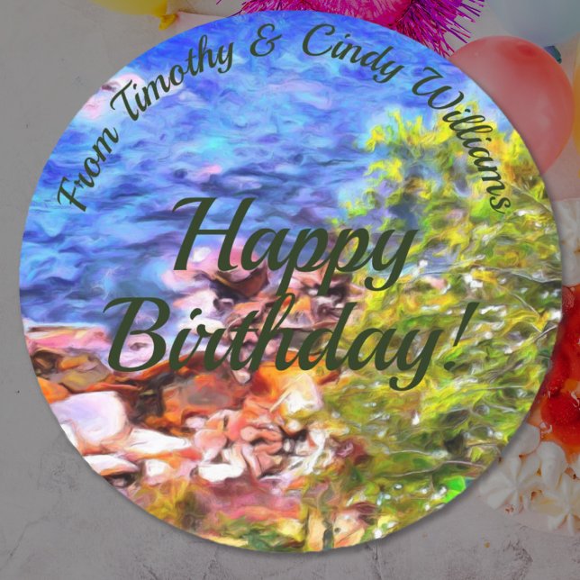 Pegatina Redonda Feliz cumpleaños 0819 (Subido por el creador)