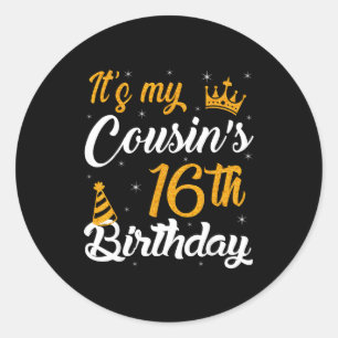 Pegatina Redonda Feliz Cumpleaños 16 de mi Primo 2009 16 Años