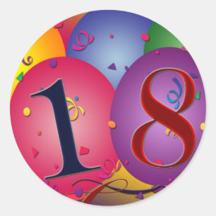 Pegatina Redonda ¡Feliz cumpleaños 18!