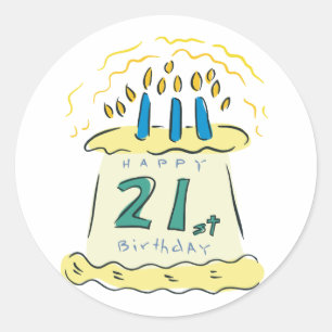 Pegatina Redonda ¡Feliz cumpleaños 21!