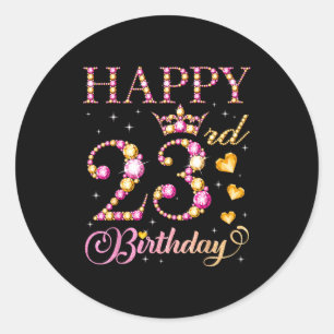 Pegatina Redonda Feliz cumpleaños 23 Cumpleaños 23 años hombres muj