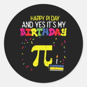 Pegatina Redonda Feliz cumpleaños 3.14 Hombres expertos en matemáti
