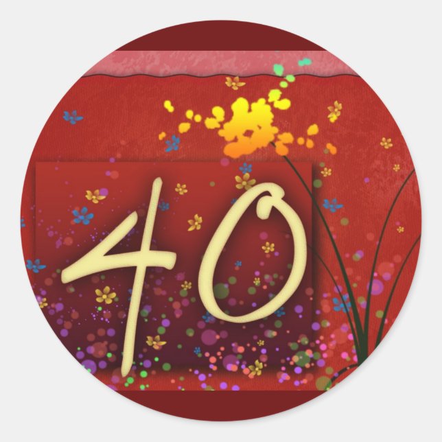 Pegatina Redonda ¡Feliz cumpleaños 40! (Anverso)