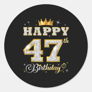 Pegatina Redonda Feliz cumpleaños 47 47 años mujeres hombres cumple