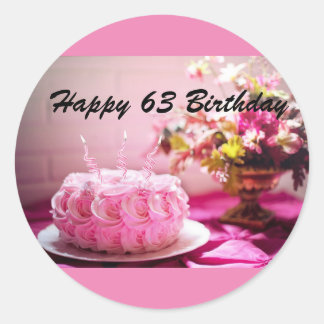 Pegatina Redonda Feliz cumpleaños 63