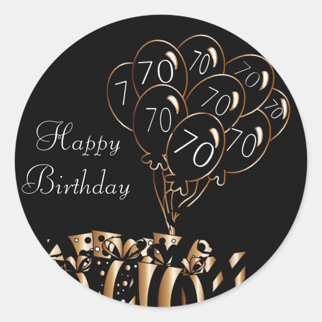 Pegatina Redonda Feliz cumpleaños 70 (Anverso)