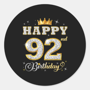 Pegatina Redonda Feliz cumpleaños 92 92 años mujeres hombres cumple