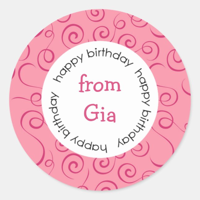 Pegatina Redonda Feliz cumpleaños a/de los pegatinas (Anverso)