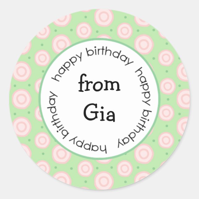 Pegatina Redonda Feliz cumpleaños a/de los pegatinas (#LABL028) (Anverso)