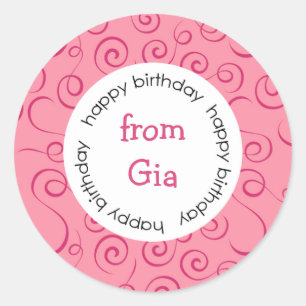 Pegatina Redonda Feliz cumpleaños a/desde los pegatinas