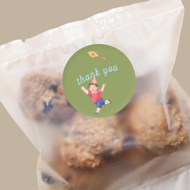 Pegatina Redonda Feliz cumpleaños a los niños de Boy Garden gracias (Subido por el creador)