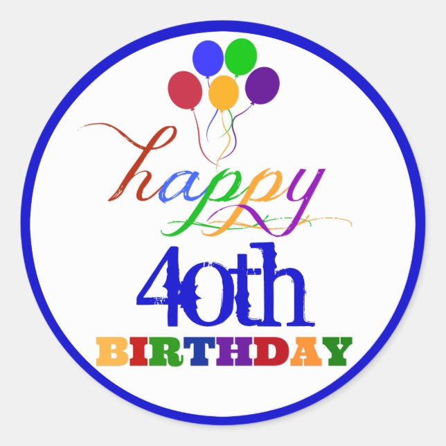 Pegatina Redonda Feliz cumpleaños a Pegatinas con edad Personalizad (Anverso)