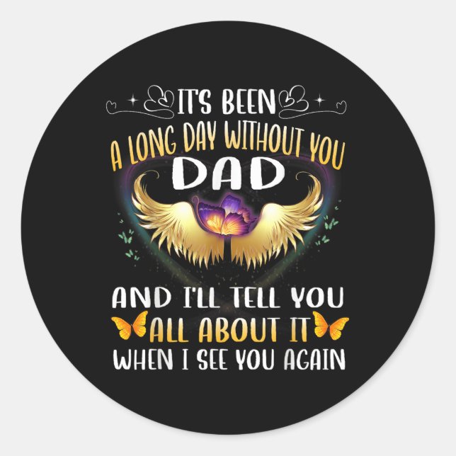 Pegatina Redonda Feliz cumpleaños al padre en el cielo en memoria (Anverso)