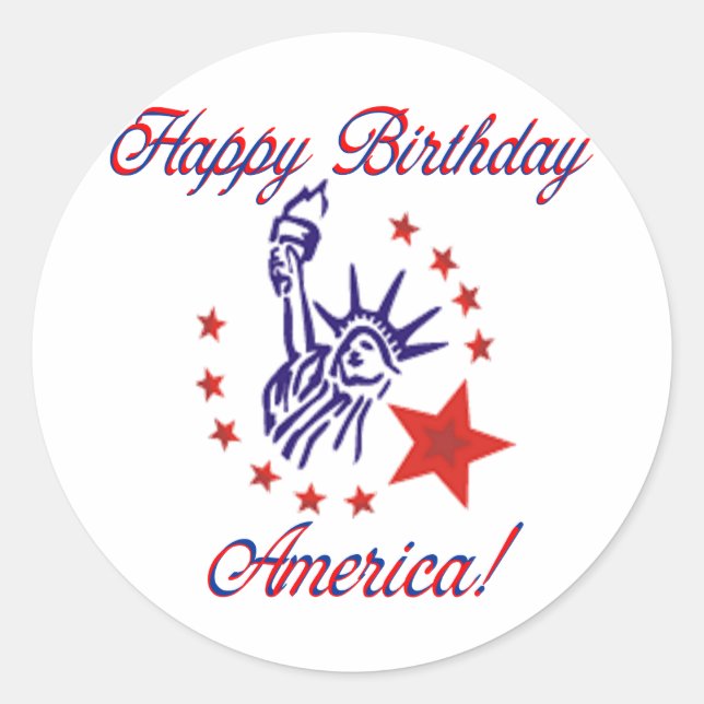 Pegatina Redonda Feliz cumpleaños América (Anverso)