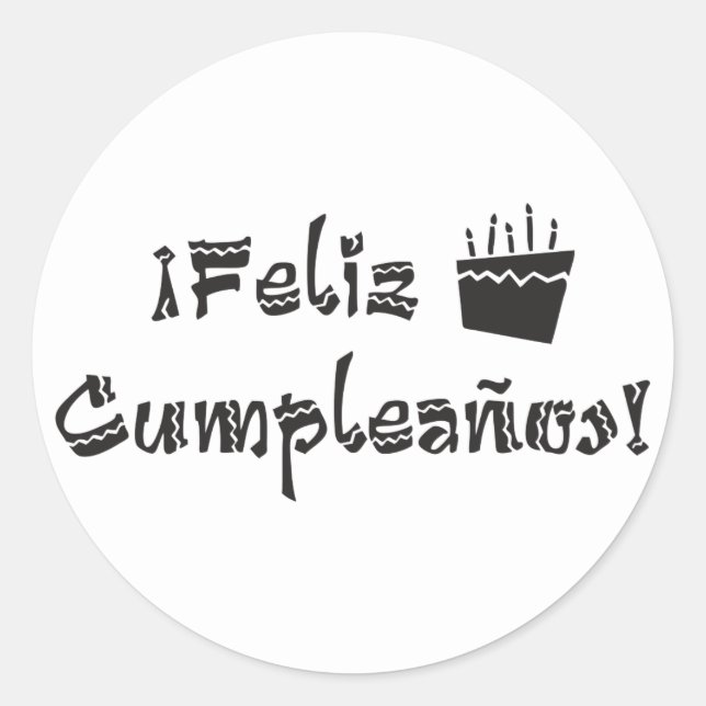 Pegatina Redonda feliz cumpleanos arriba (Anverso)
