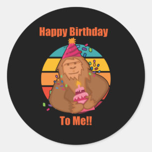 Pegatina Redonda Feliz cumpleaños, bigfoot Cupcake
