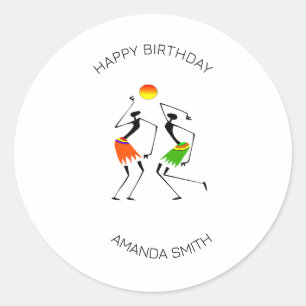 Pegatina Redonda Feliz cumpleaños Bright Sun Dance