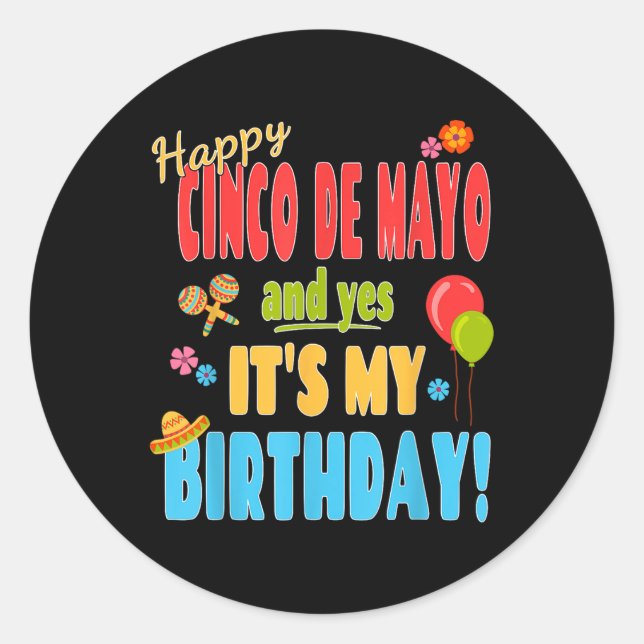 Pegatina Redonda Feliz cumpleaños Cinco De Mayo - 5 de mayo (Anverso)