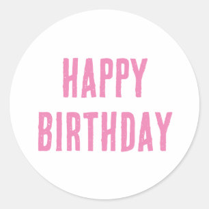 Pegatina Redonda Feliz cumpleaños color rosa Personalizado Girly 20