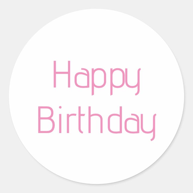 Pegatina Redonda Feliz cumpleaños color rosa Personalizado simple l (Anverso)