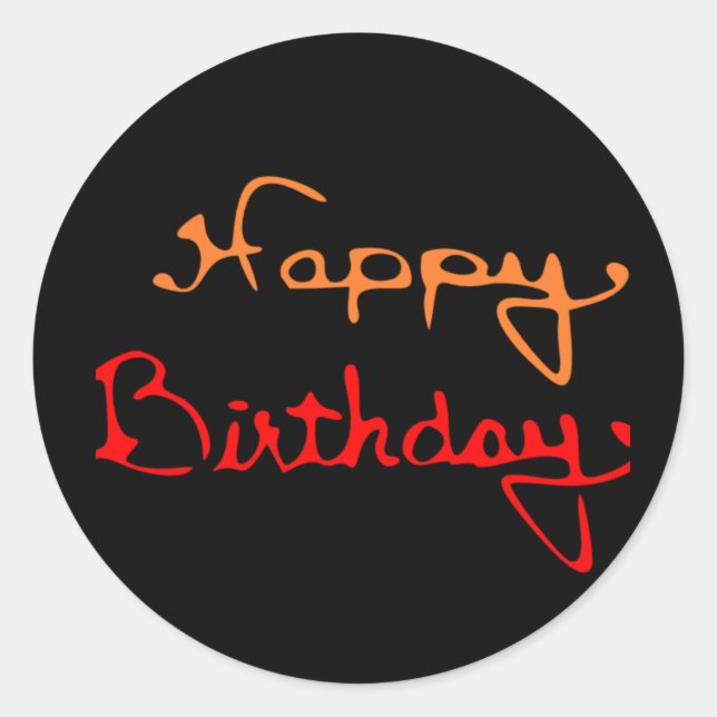 Pegatina Redonda Feliz cumpleaños colorido (Anverso)