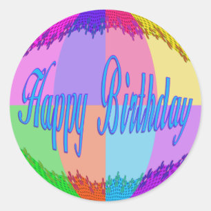 Pegatina Redonda Feliz cumpleaños colorido