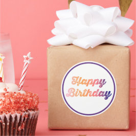 Pegatina Redonda Feliz cumpleaños colorido