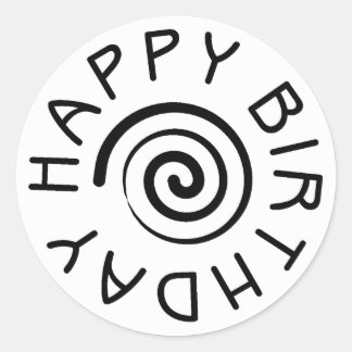 Pegatina Redonda Feliz cumpleaños con espiral
