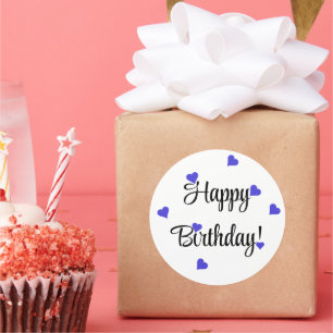 Pegatina Redonda Feliz cumpleaños corazón simple