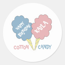 Pegatina Redonda Feliz cumpleaños Cotton Candy