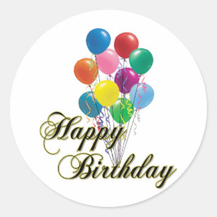 Pegatina Redonda Feliz cumpleaños - D4