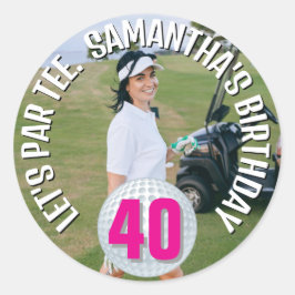 Pegatina Redonda Feliz cumpleaños, dama de foto
