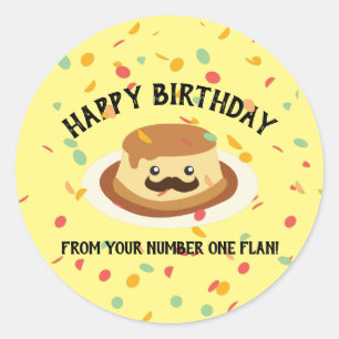 Pegatina Redonda Feliz cumpleaños de tu bandera número uno