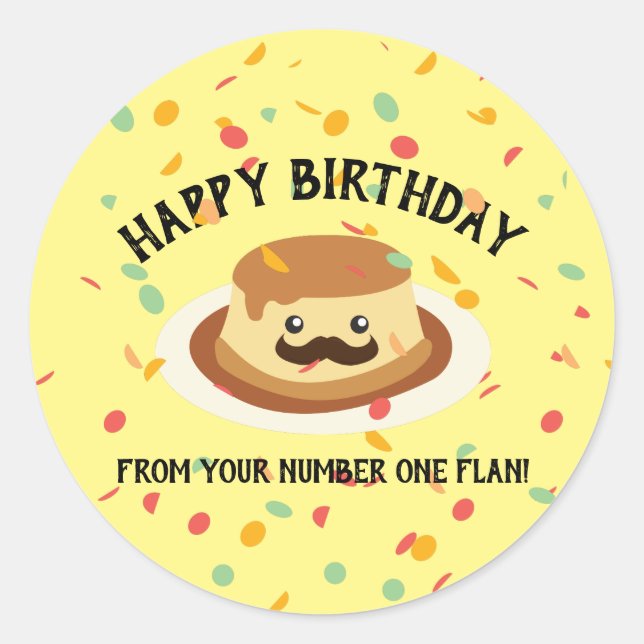 Pegatina Redonda Feliz cumpleaños de tu bandera número uno (Anverso)