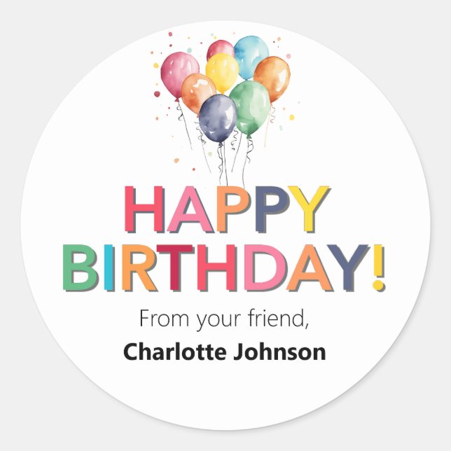 Pegatina Redonda Feliz cumpleaños de tus amigos Pegatinas (Anverso)