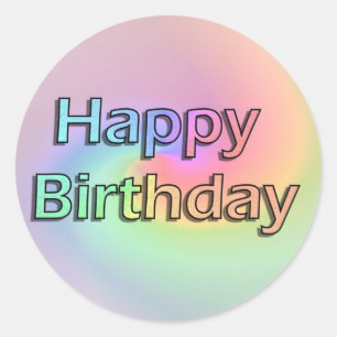 Pegatina Redonda Feliz cumpleaños del arco iris
