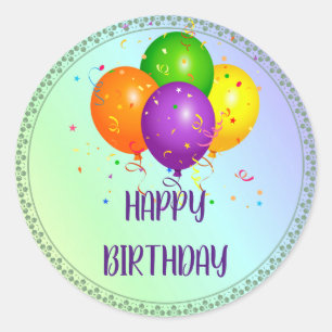 Pegatina Redonda Feliz Cumpleaños, diseño popular Clásico Redondo S