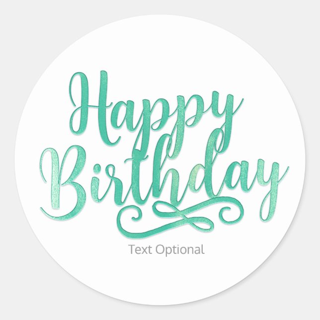 Pegatina Redonda FELIZ CUMPLEAÑOS DIVERSIÓN Personalizado Verde Y B (Anverso)