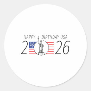 Pegatina Redonda Feliz Cumpleaños Estados Unidos - Día de la Indepe