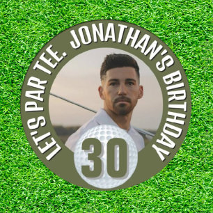 Pegatina Redonda Feliz cumpleaños Fantastic Male Golfer