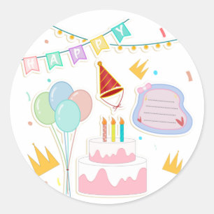 Pegatina Redonda Feliz cumpleaños Feliz